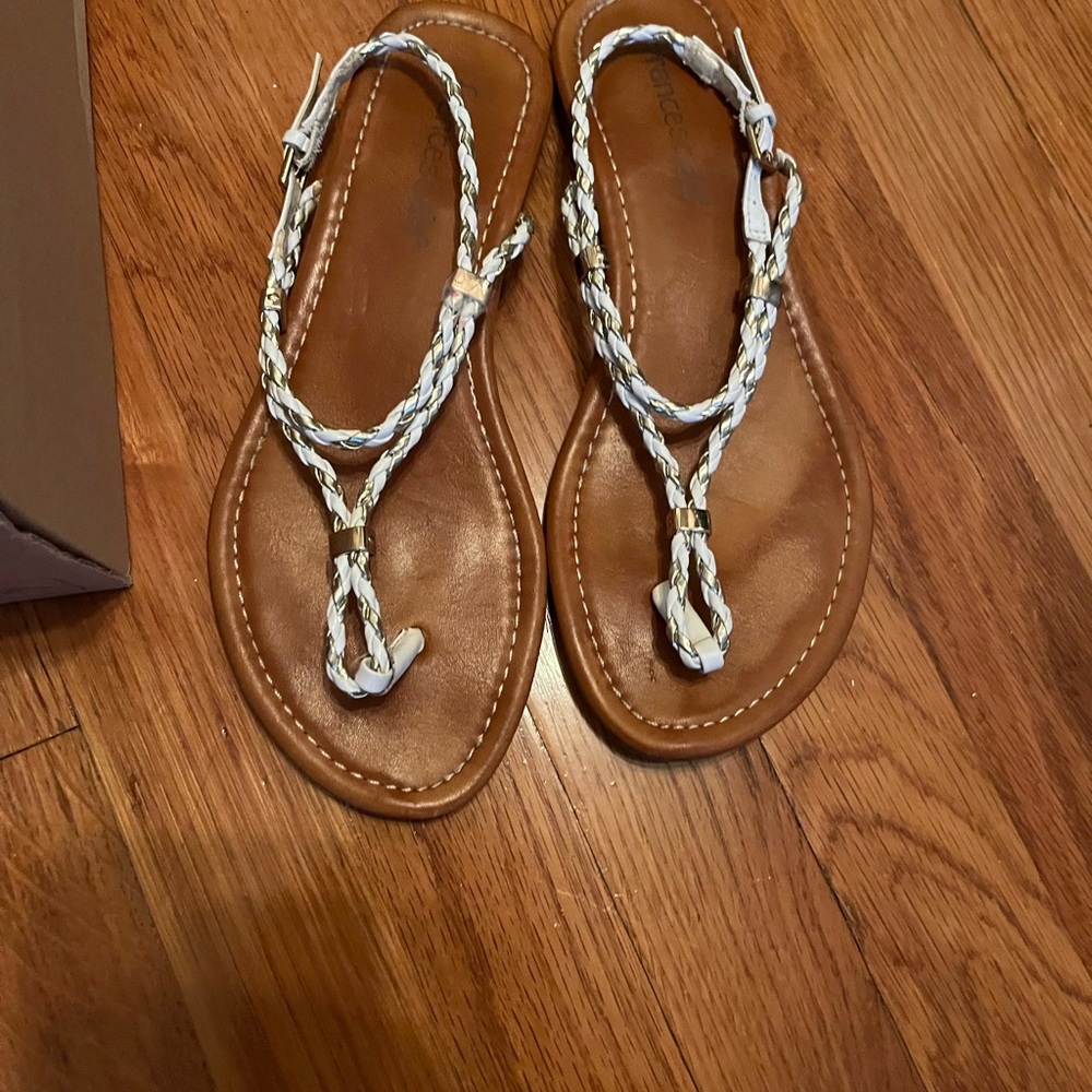 Womens Francesca's Collections Tan and White Sandals size 7